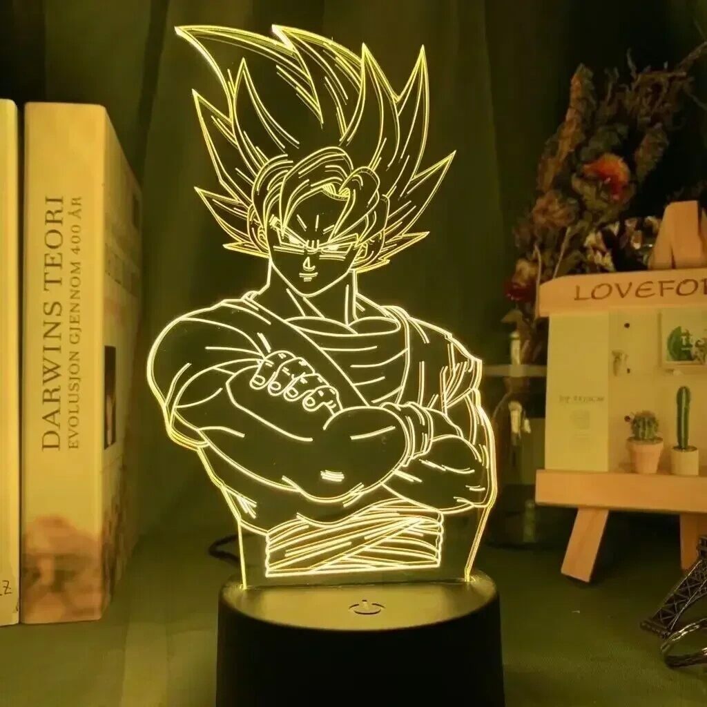Bandai | Dragon Ball Z Anime 3D LED Night Light Super Saiyan Vegeta Goku Broly Character Desk Lamp Kids Bedroom Decor Holiday Gift