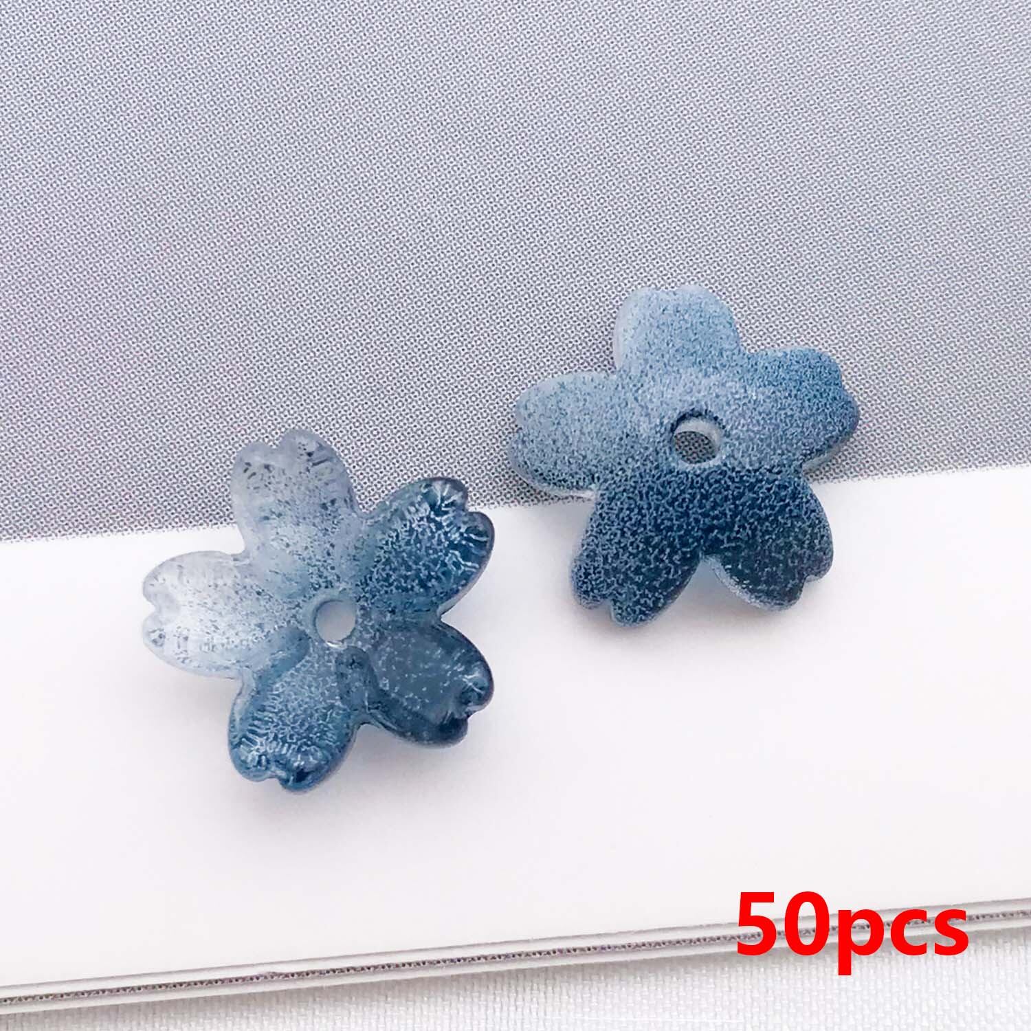 50pcs 10mm Glass Cherry Blossom Spacer Beads Flowers Loose Beads for DIY Bracelets Necklaces Earring Jewelry Making Accessories
