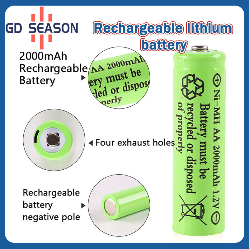 High Capacity AA Rechargeable Batteries with Charger - 2000mAh