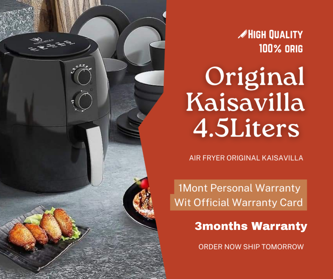 Kaisavilla Air Fryer Air Fryer 4.5Liters 3months Personal Warranty Air Fryer Cooker Air Fryer Order Now Ship Later Kaisavilla Air Fryer Air Fryer Presyo  3,999 Piso*Libreng Shipping