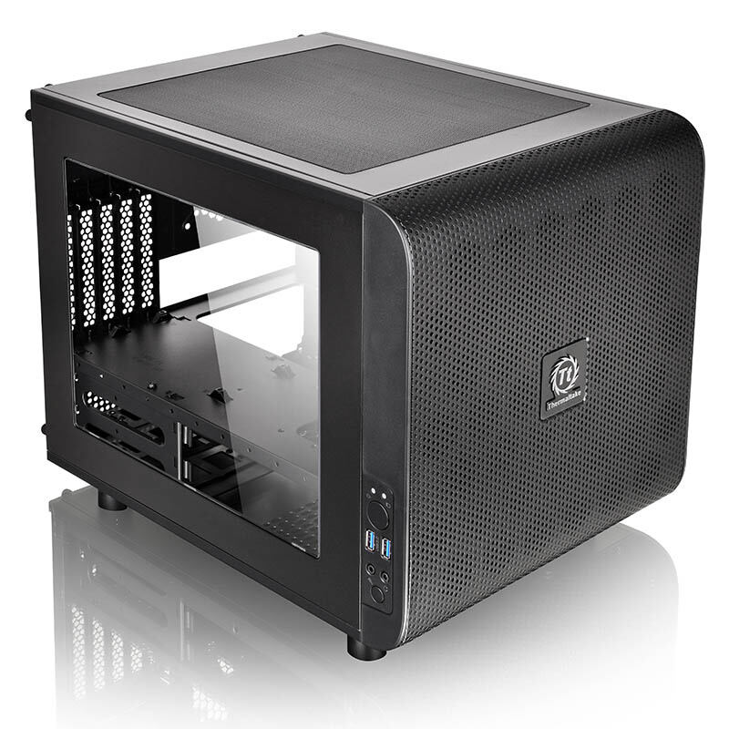 TT Desktop Computer ITX Mini Chassis Core V1 Flat Mainboard ATX Power ...