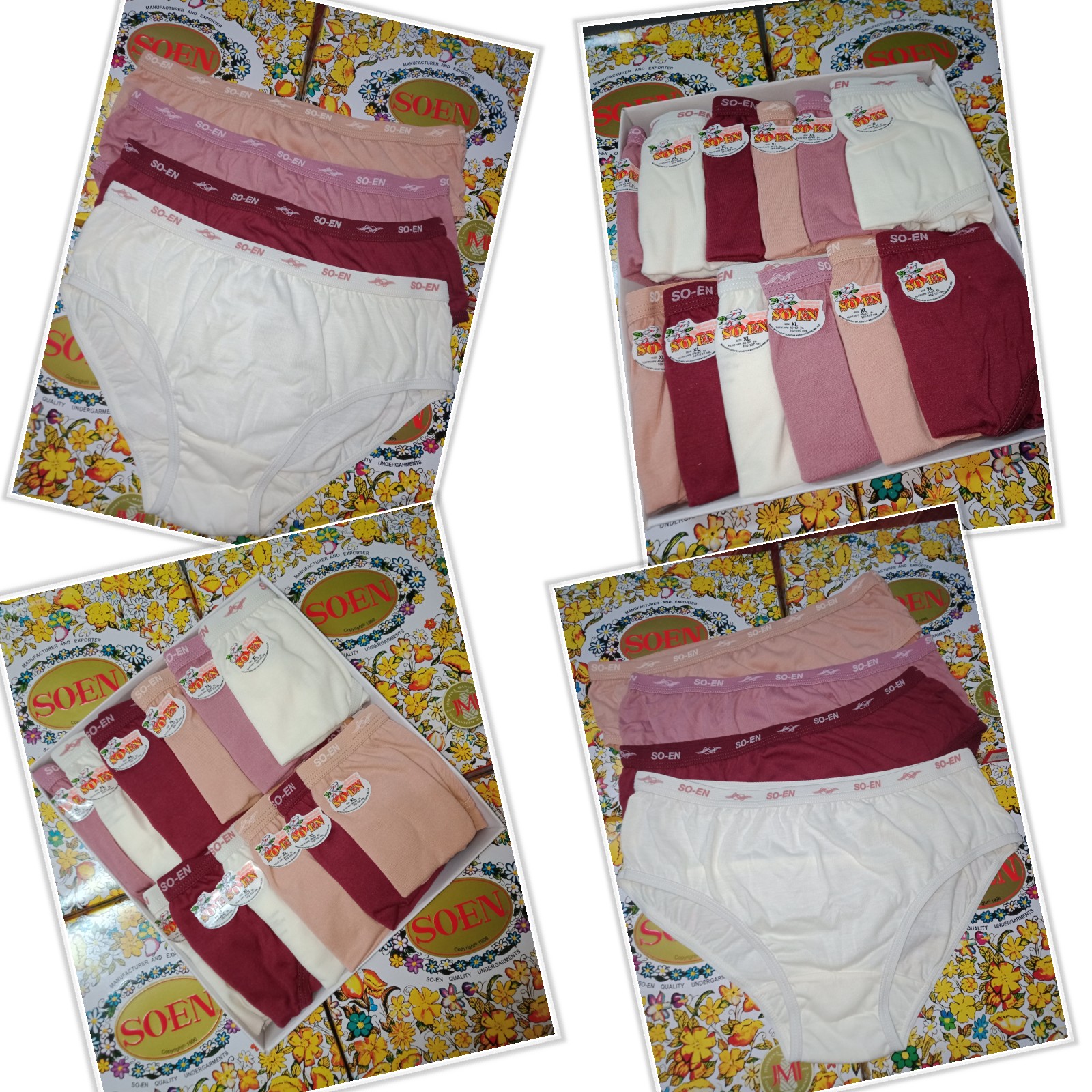 _ 1 Box of 12 Ladies SOEN Colored Flowers Design Design Women's Underwear  Panties.. Size M, L, XL, XXL ..XSMH388..New : : Clothing, Shoes 