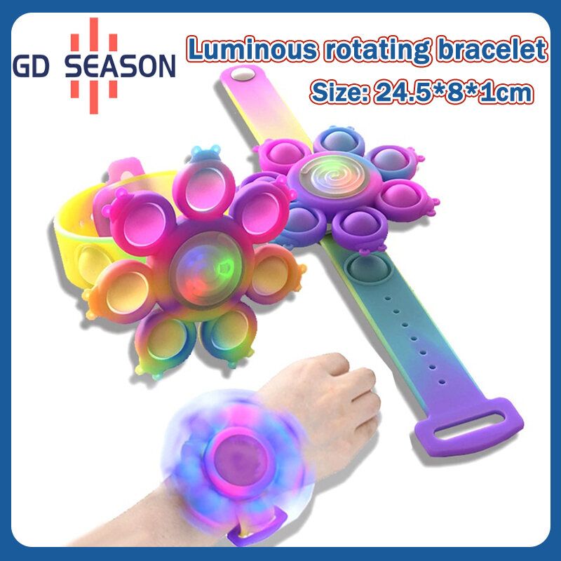 LED Pop It Fidget Spinner - Stress Relief Toy Bracelet