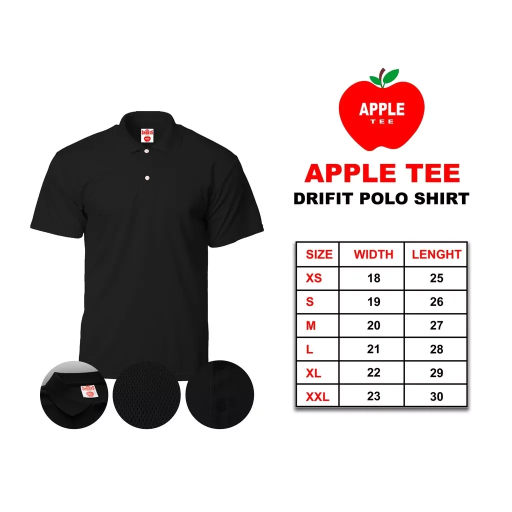 Black apple polo top shirt