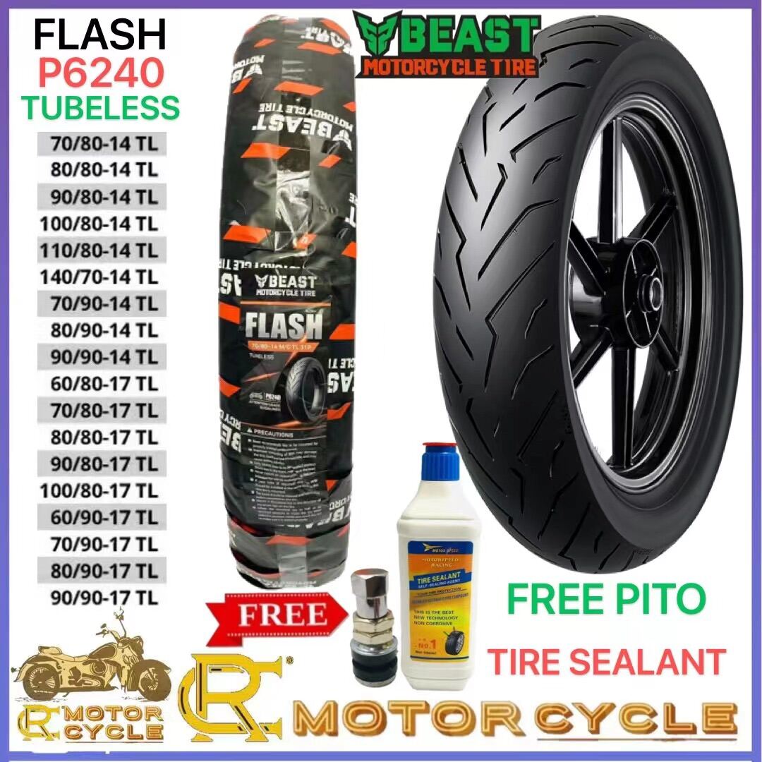 BEAST FLASH Tubeless Tire for Motorcycle with Free Sealant