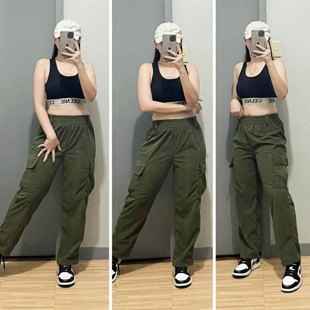 Unisex 6 Pocket Highwaist Cargo Pants Straightcut Pants Casual