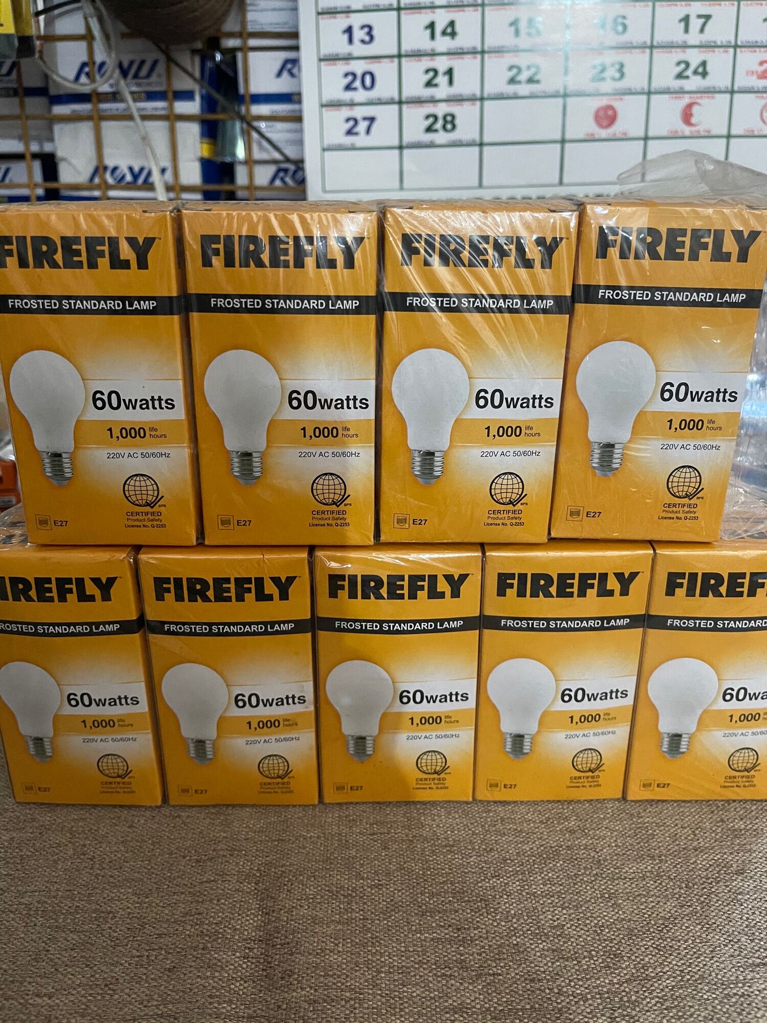 Firefly Frosted standard Lamp Incandescent 25W, 40W, 60watts ,100w(220V AC50/60Hz). 