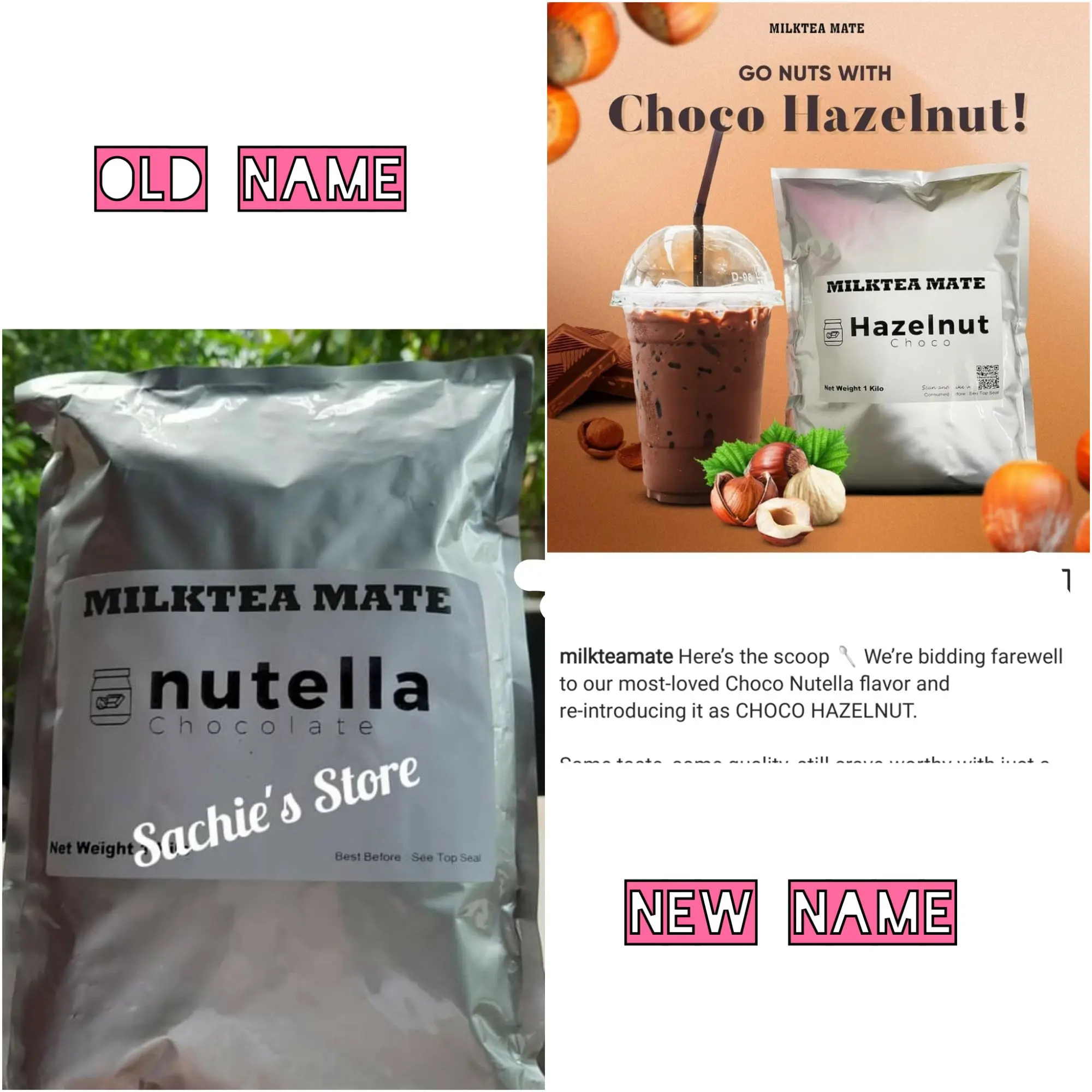 Milktea Mate Powder - Hazelnut Choco 1kg (OLD NAME - NUTELLA)