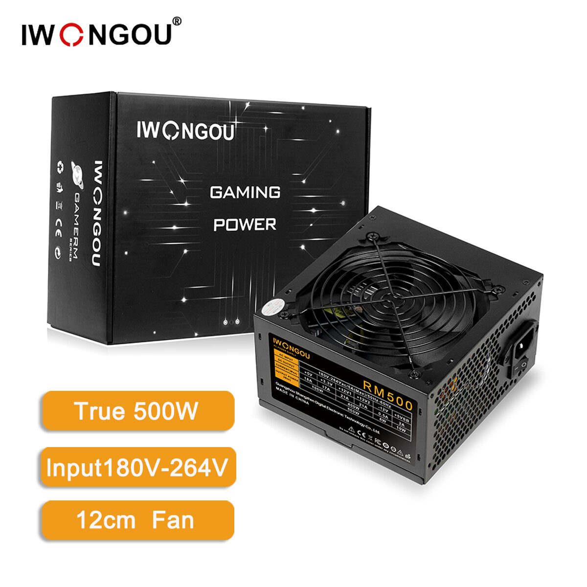 Iwongou RM 500W PC Psu Power Supply Unit Black Gaming Quiet 120mm Fan 110V 220V Atx Desktop Computer Power Supply For Btc