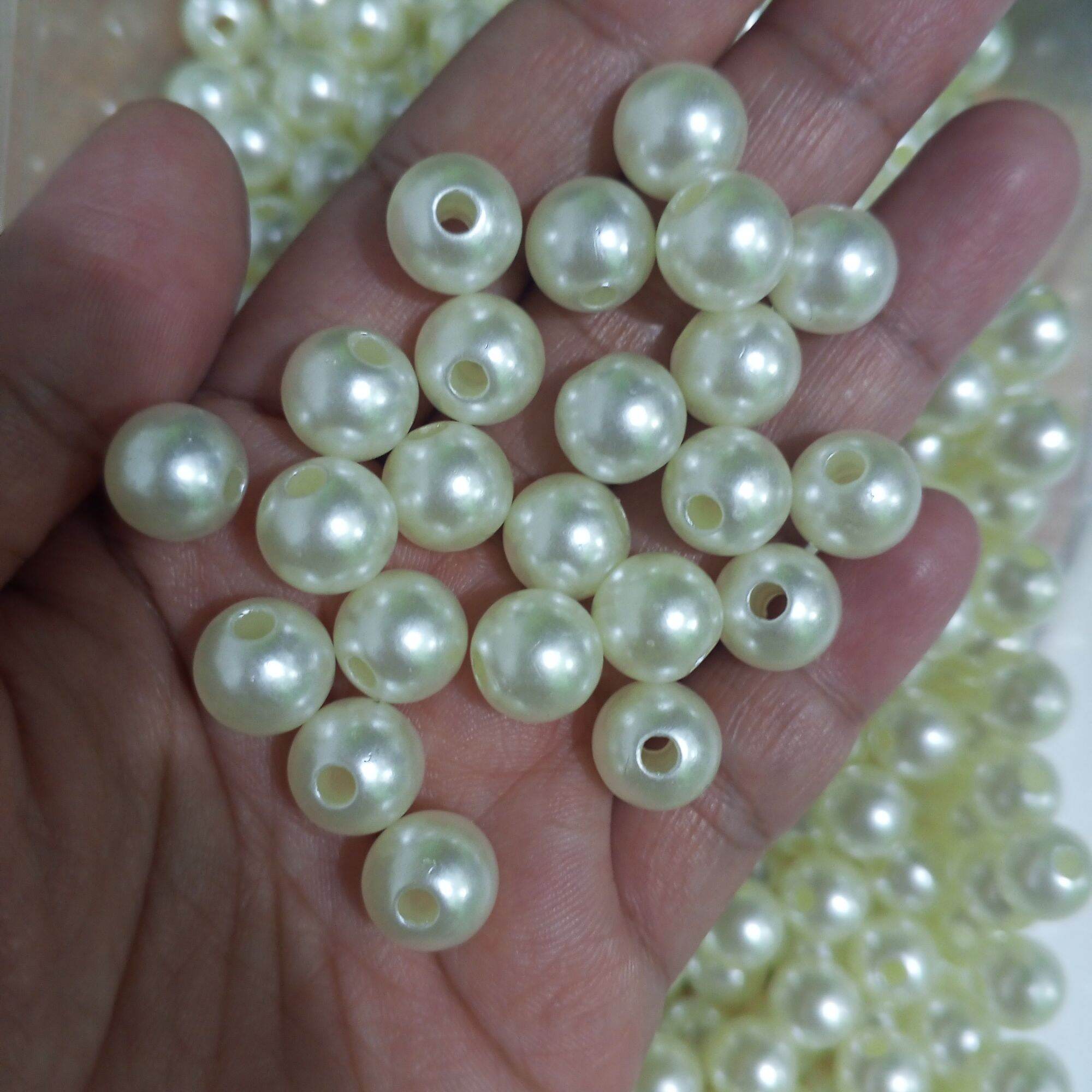 4mm 6mm 8mm 10mm 12mm Plastic Pearl Beads Beige and White