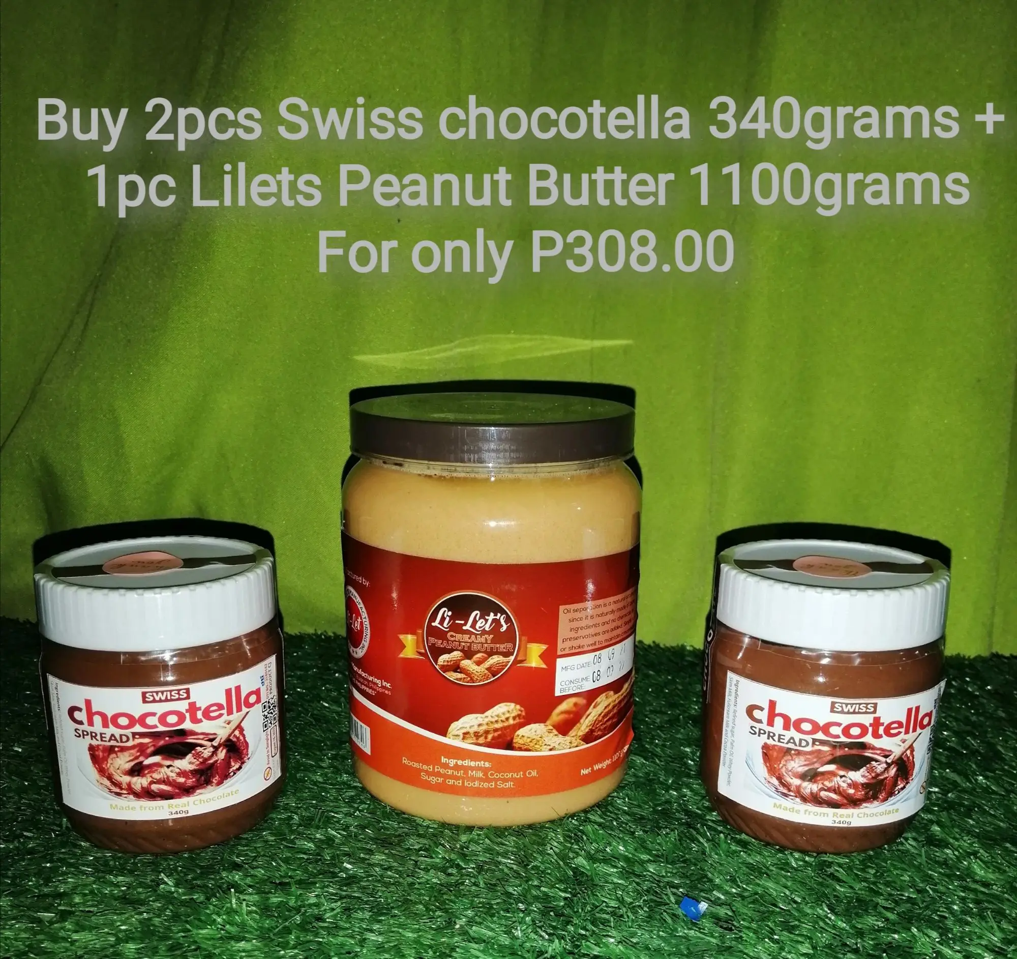 2 Swiss Chocotella 340grams + 1 Lilets Peanut Butter 1100grams