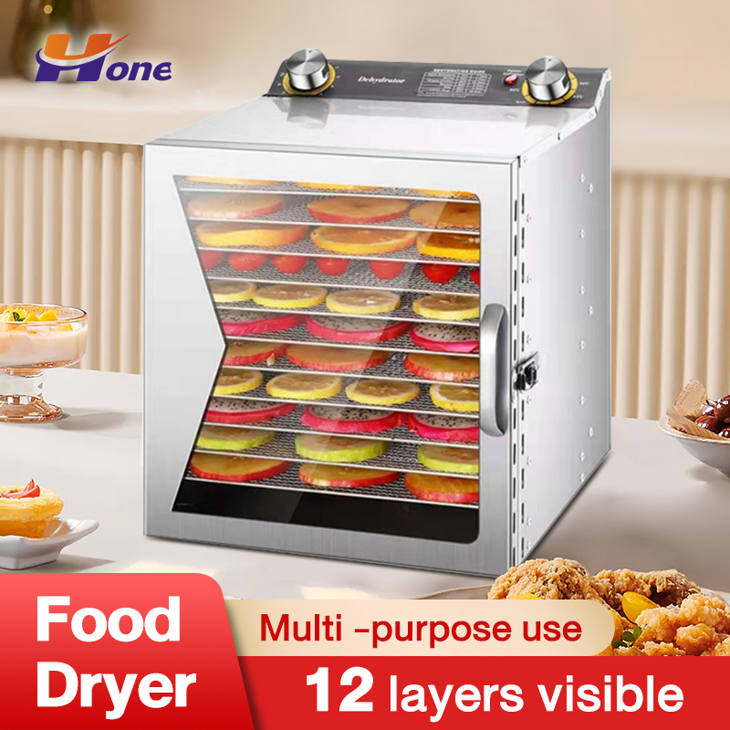  LJZLJZ 800W Commercial Fruit Dryer, 12-Layer Food Fruit  Dehydrator, Soluble Bean Food Dehydration Air Dryer, Visualization Window,  24 Hours Timing : Home & Kitchen