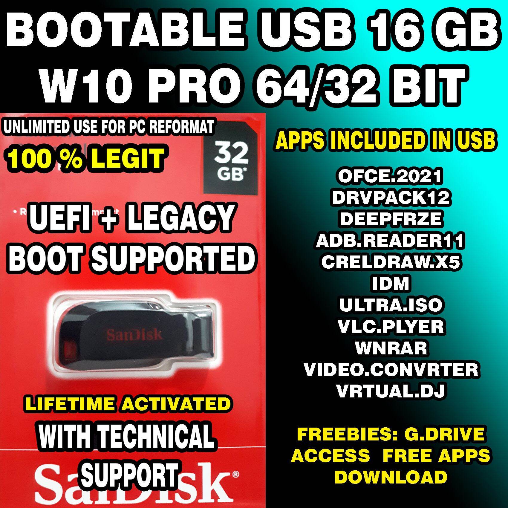 USB BOOTABLE ALL IN ONE WITH APPS 16/32/64 GB FLASHDRIVE A2 | Lazada PH