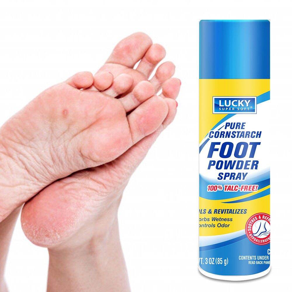 Lucky Super Soft Pure Cornstarch Foot Powder Spray 100 TalcFree 85g