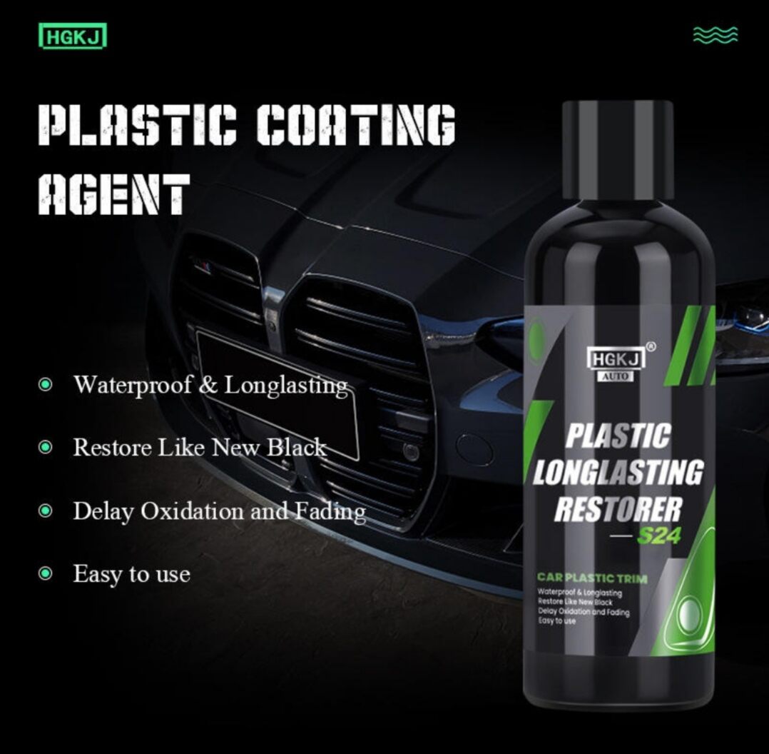 ORIGINAL HGKJ S24 PLASTIC TRIM RESTORER COATING AGENT 100ML / Black Restorer / Long Lasting