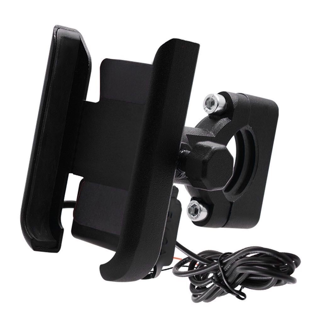 Alloy Moto Phone Holder with USB Charger, adjustable handlebar