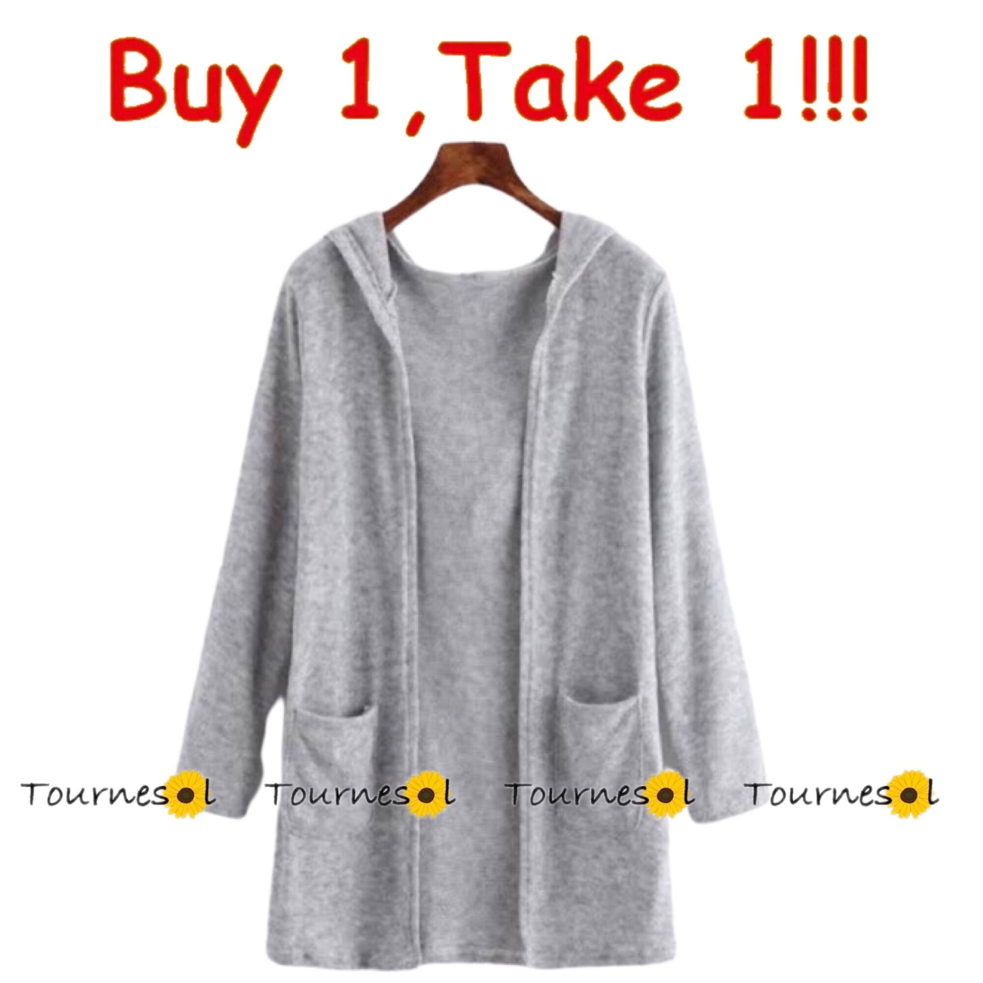 BOGO Cardigan Blazer with Hood and Side Pocket - 2PK