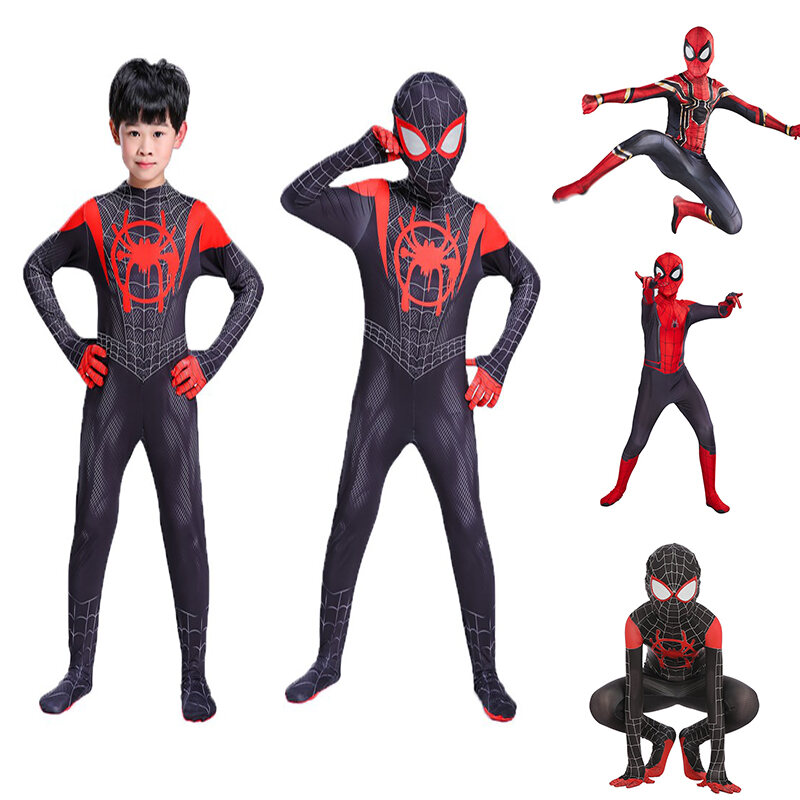 VVlight Spider Man Miles Morales Cosplay Costume 4 À 5 Ans Body Enf