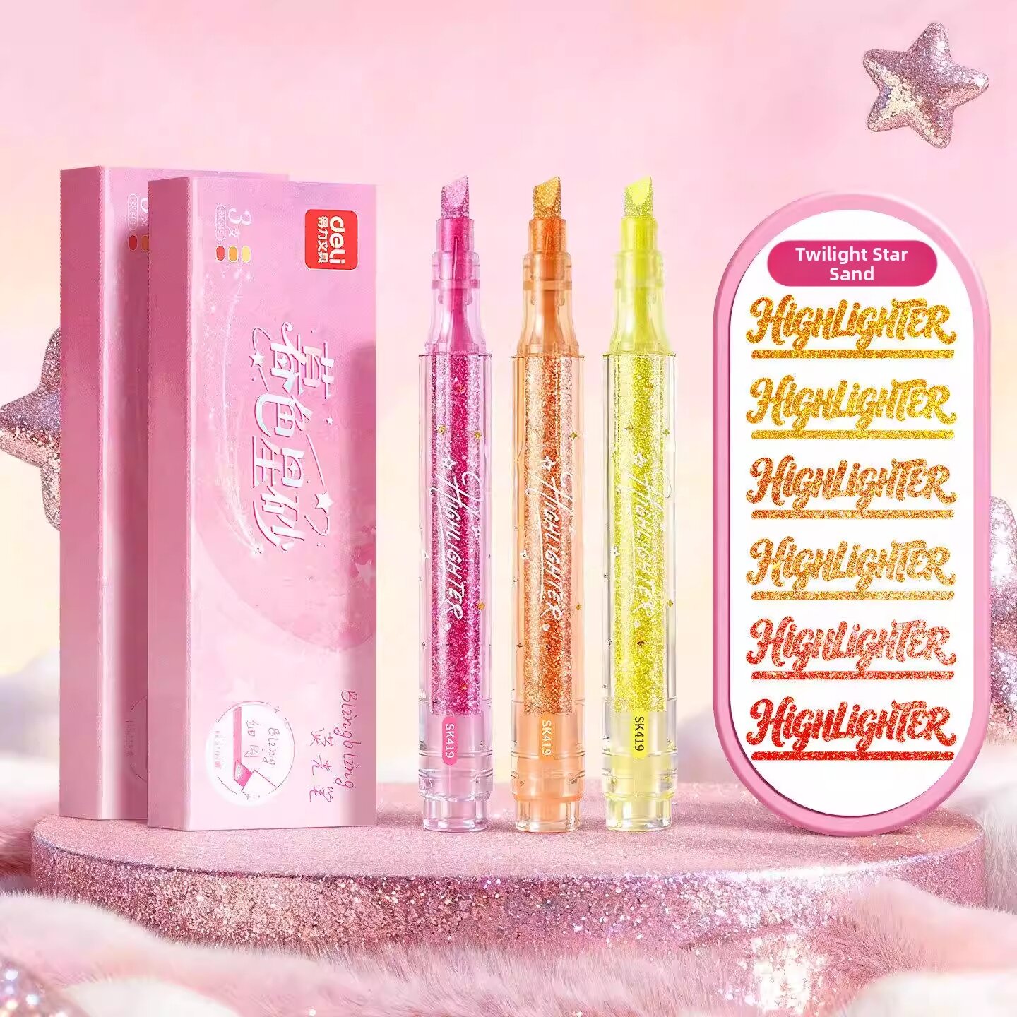 deli | Highlight Marker Pen Glitter and Color