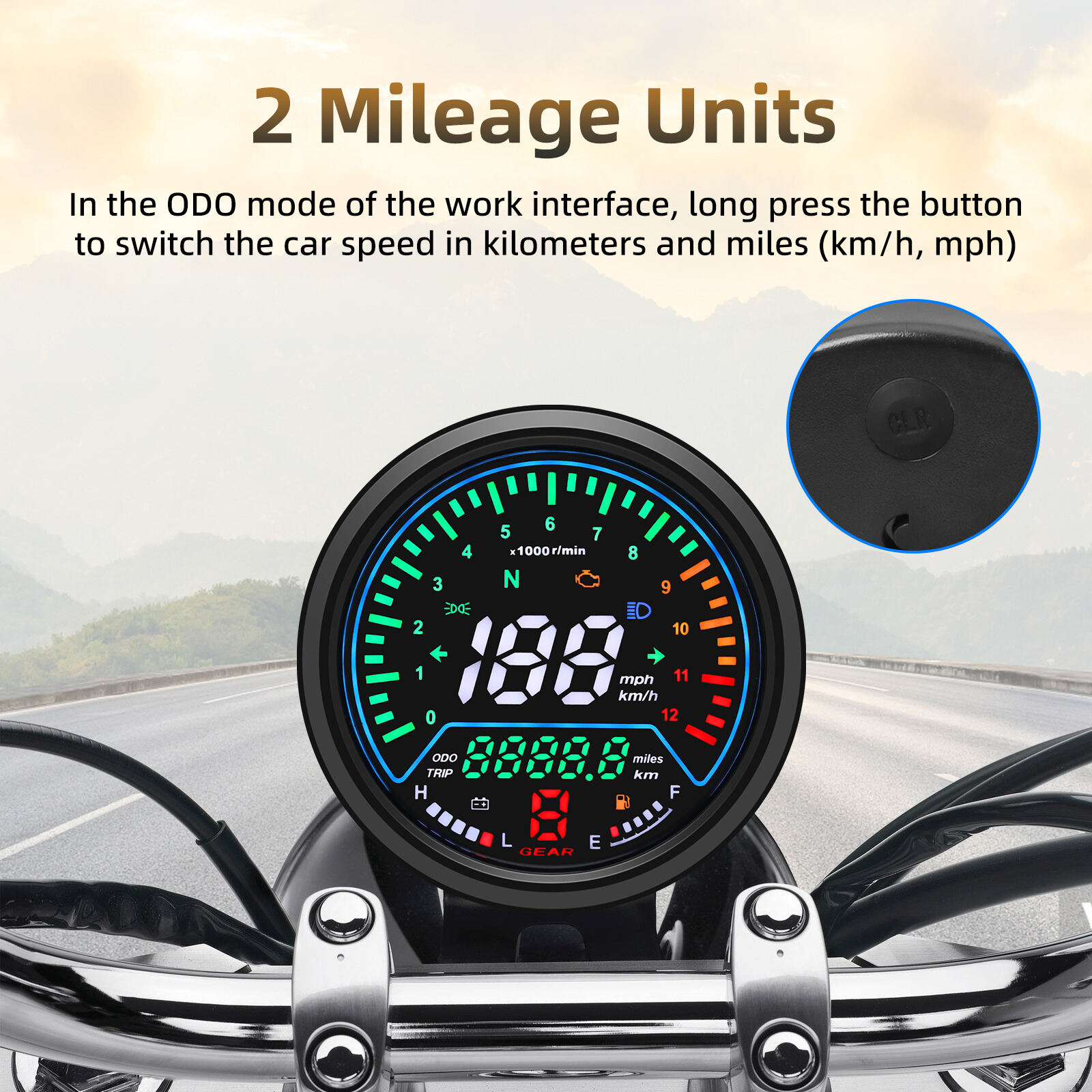 Motorcycle RPM Speed Speedometer Moto Digital Instrument Panel Voltage ...