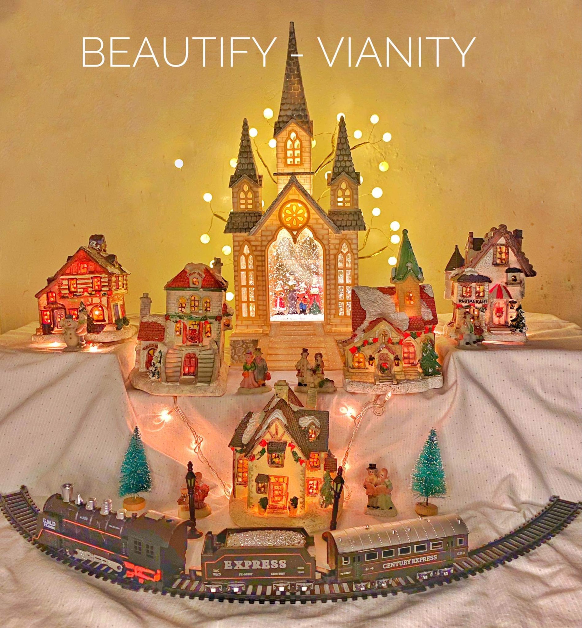 CHRISTMAS CATHEDRAL CHOIR with VILLAGE SET AND MOVING TRAIN - FREE FUR  CLOTH AND XMAS LIGHTS | Lazada PH
