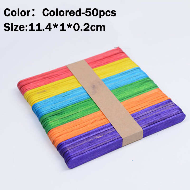 PROTREE 50 pcs School popsicle sticks Wooden Popsicle Stick Ice Cream Sticks Arts & Crafts