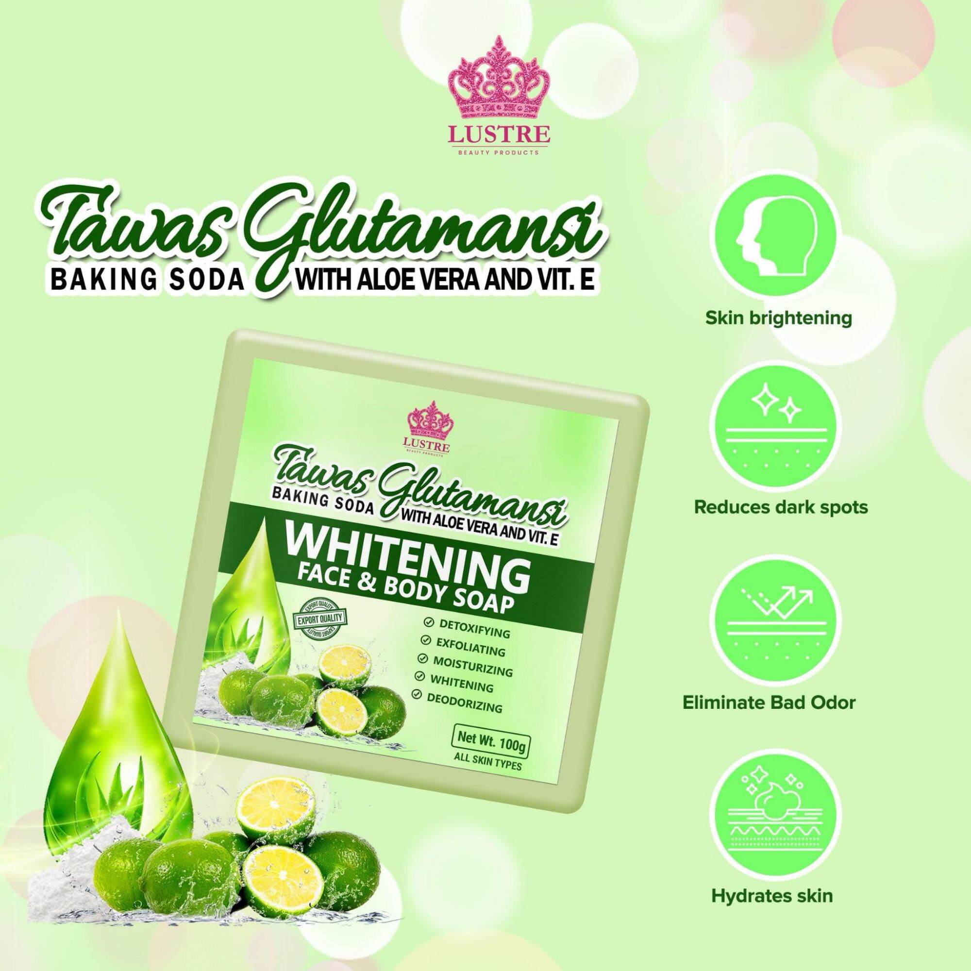 Tawas Glutamansi Whitening Face and Body Soap 100g