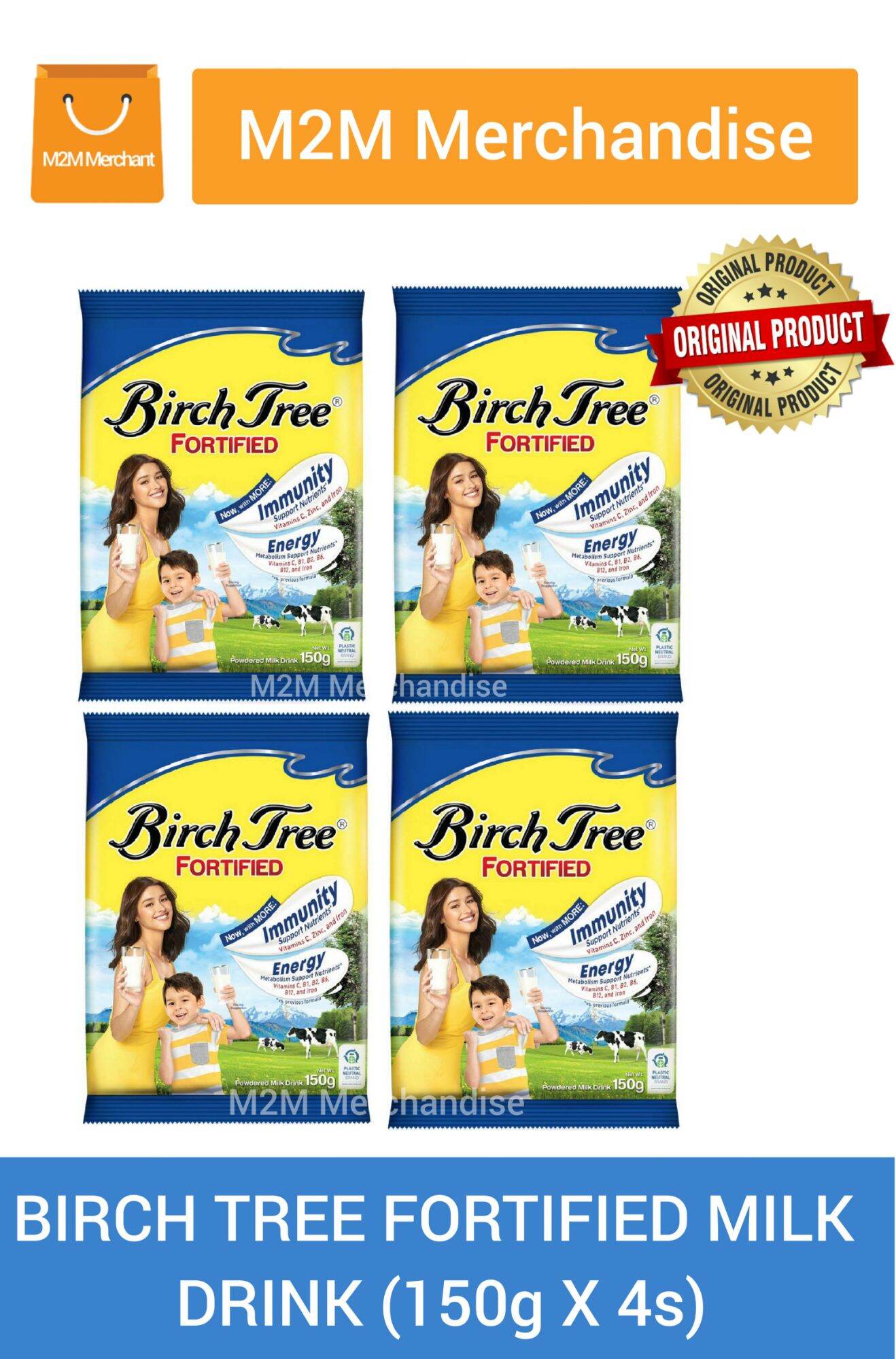 BIRCH TREE FORTIFIED POWDERED MILK DRINK (150g x 4s) sachet Lazada PH