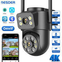 BESDER 8MP Wifi Camera PTZ Outdoor Dual Screens Human Detection 4MP Security Protection CCTV Surveillance IP Camera ICSee App