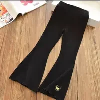 Kids Girls Flare Legging New Arrival Children Casual Elastic Pants Heart Embroidery Slim Fit Leggins Baby Girl Summer Pants