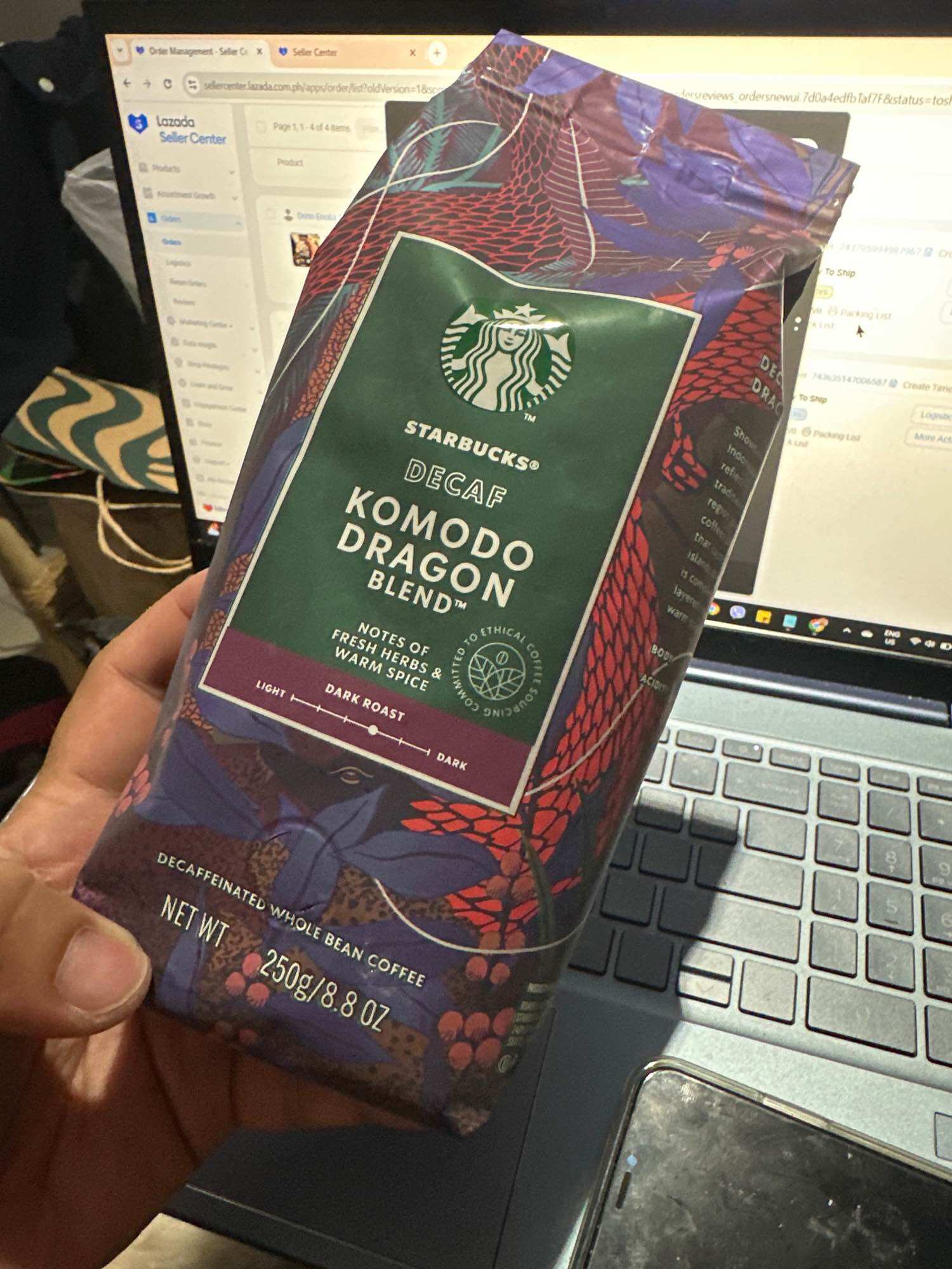 DECAF KOMODO Dragon Starbucks Whole Bean 250Grams | Lazada PH