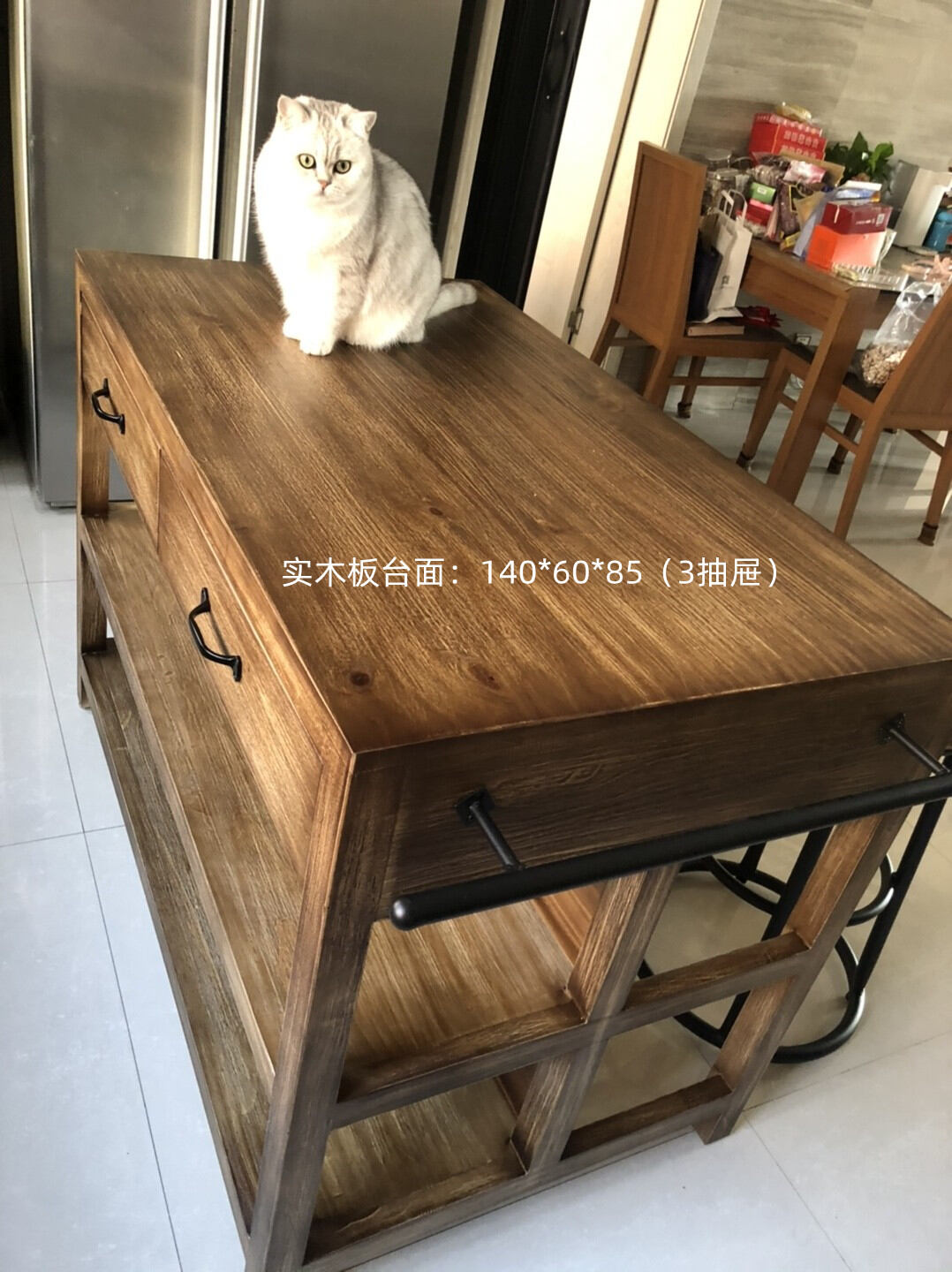 American Retro Solid Wood Sideboard Modern Kitchen Middle Island Table ...