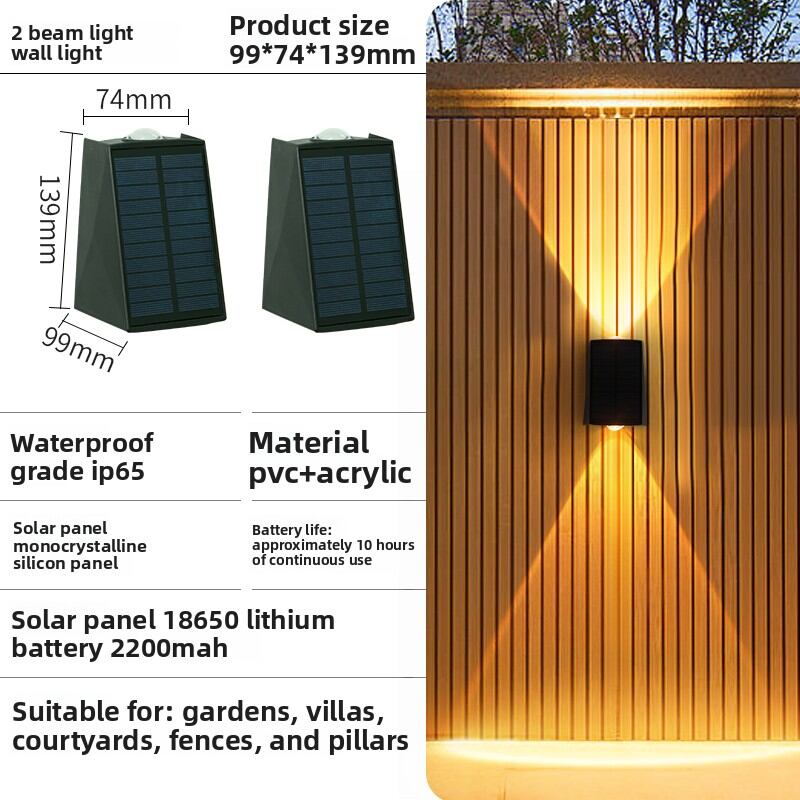 Solar Outdoor Waterproof Wall Light for Garden and Courtyard
