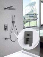 AZOS | Gun Gray Full Copper Hidden Wall-Mounted Shower Set