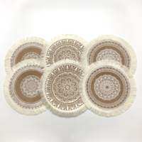 4pcs/6pcs Natural Vintage Jute Woven Placemats Bohemian Style Party Party Decoration Hanging Wall Decoration Mat Vase Mat