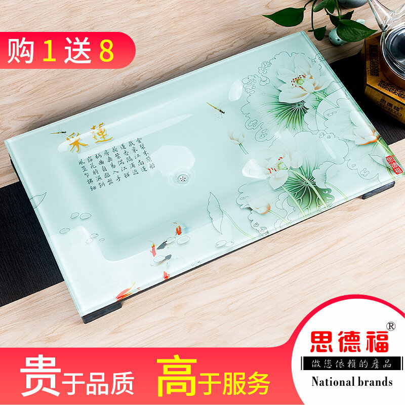 Simplified Chinese Tea Tray Single Layer Drainage Style Tempered Glass Gongfu Plate Tea Set Modern Minimalist Design Dishwasher Safe Presyo 2,672 Piso*Libreng Shipping