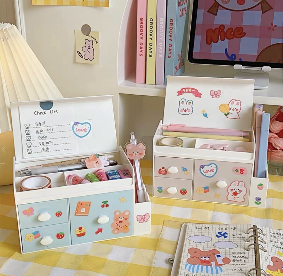 Minimalist desk organizer with FREE stickers cosmetic organizer pen