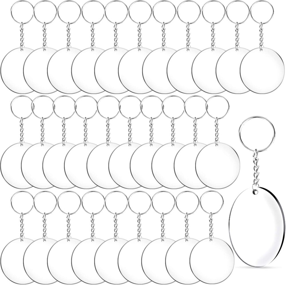 Round Key Discs 90pcs Acrylic Keychain Blanks Clear Round Acrylic Ornament Blank 2 Inch ...