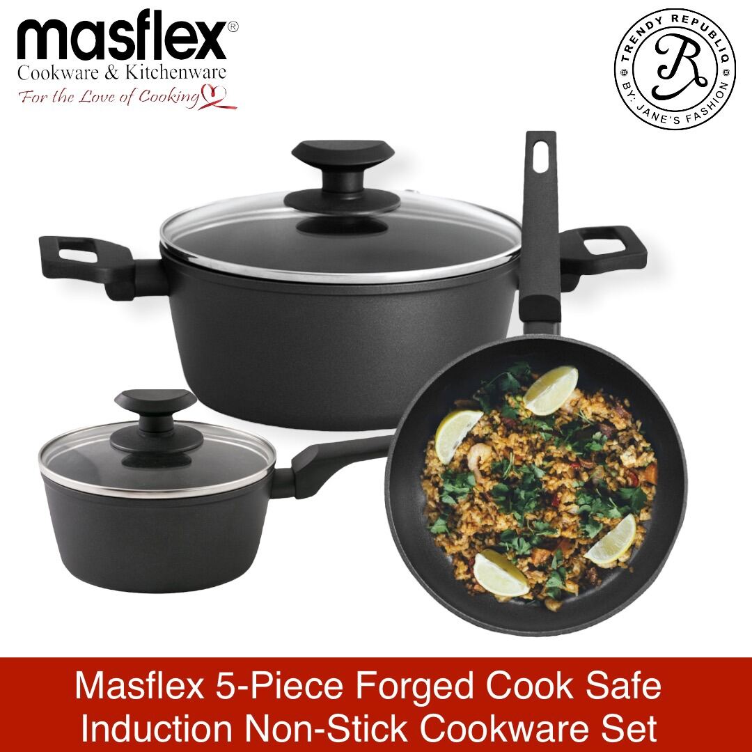 Masflex Induction Ready Non Stick Cookware Set Black Lazada PH
