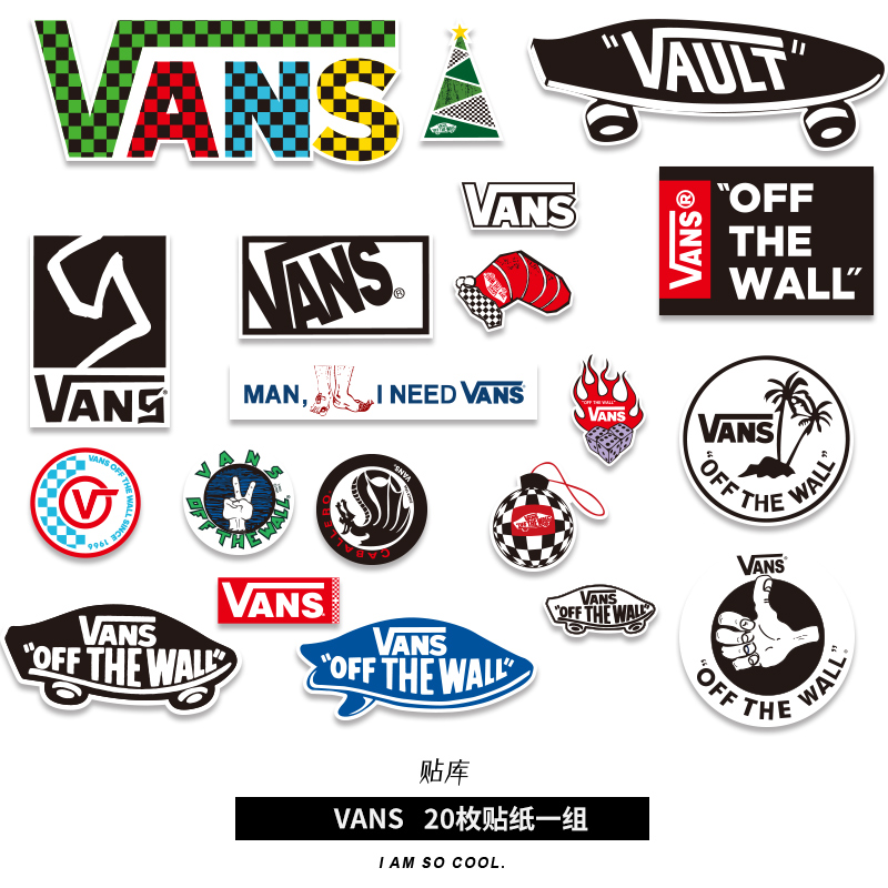 Personalized Fashion Brand Vans Creative Laptop iPad Water Cup Skateboard Guitar Battery Car Helmet Stickers | PH