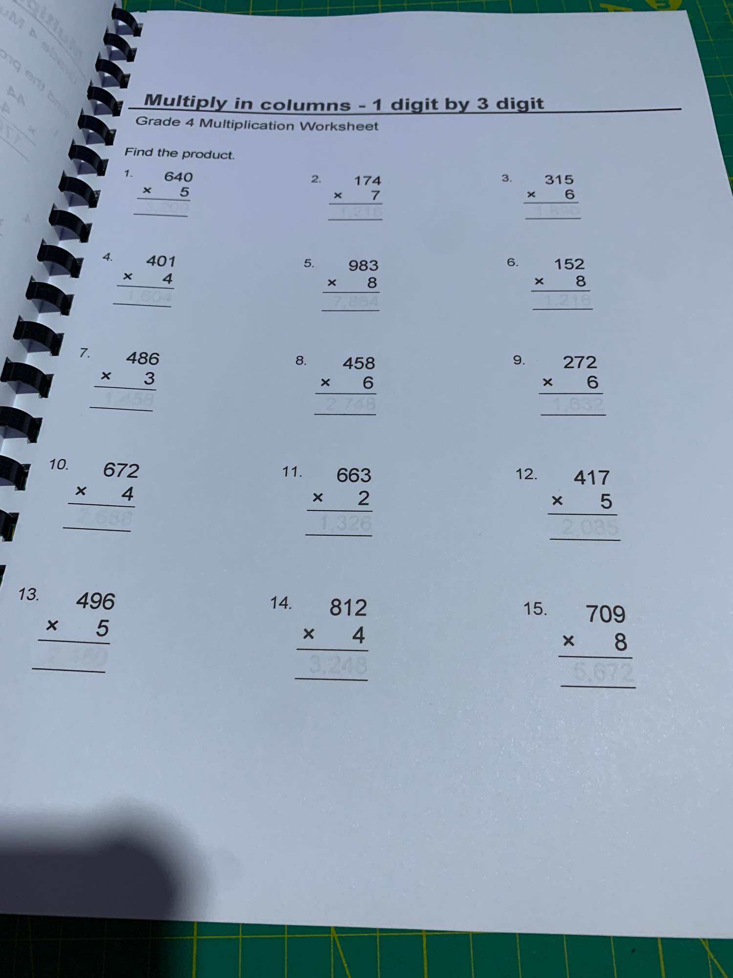 Grade 4 Math Workbook 58 PAGES. 