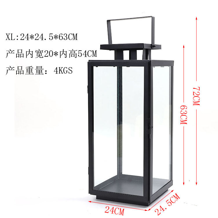 Chinese Style Simple Modern Retro Wrought Iron Glass Windproof Candle