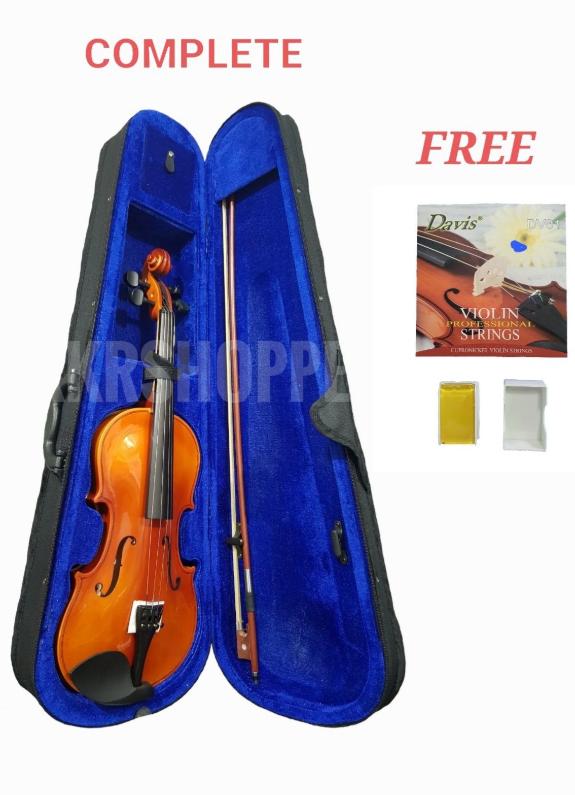 Davis/Jasmine Violin Set + Free 1 Set of Strings