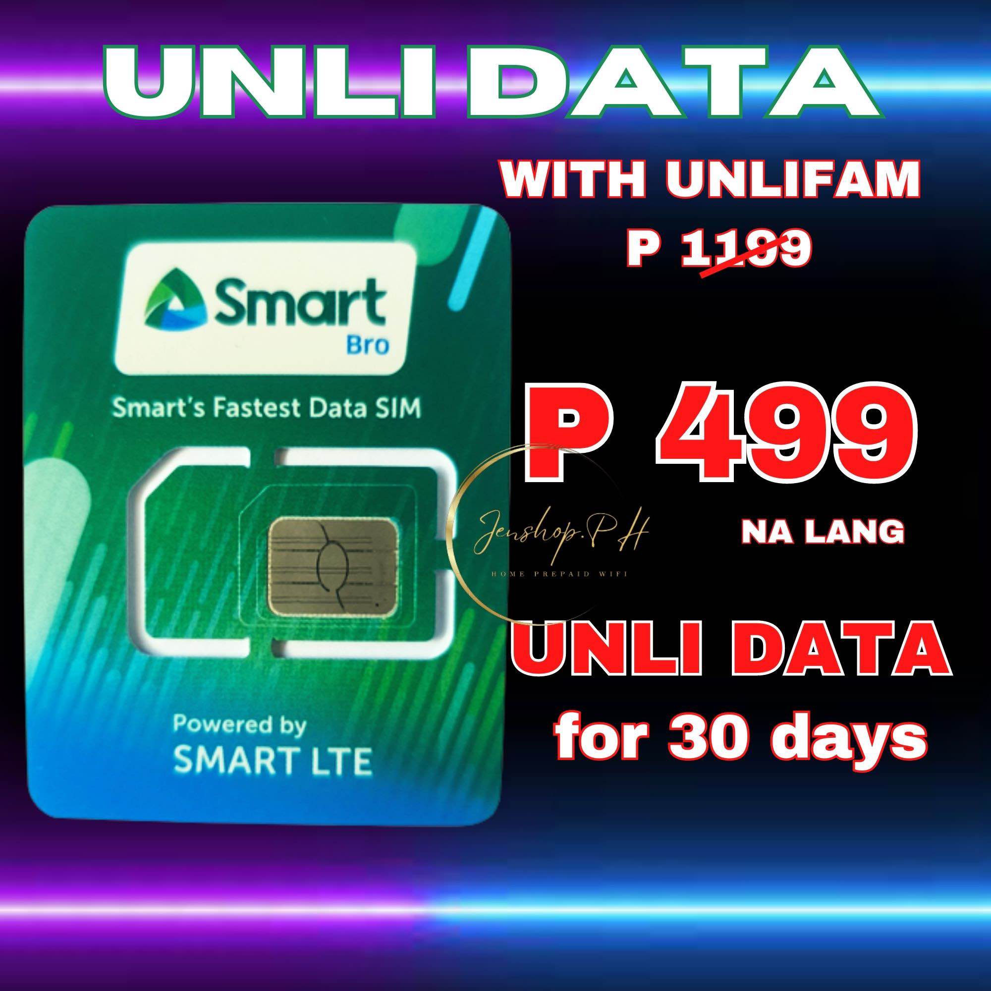 PLDT SMART BRO PREPAID WIFI SIM FREE10GB & UNLI DATA 30 DAYS