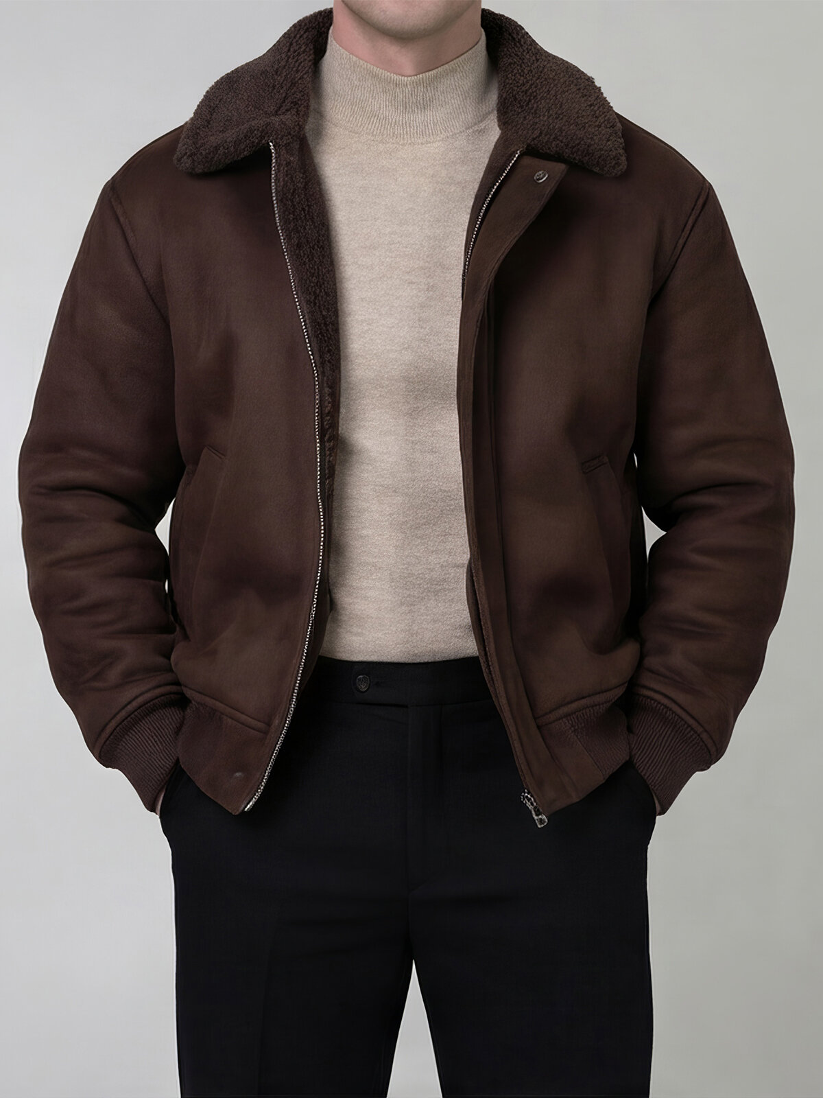 Thickened Warm Brown Faux Lamb Wool Winter Men's Jacket Presyo 3,850 Piso*Libreng Shipping