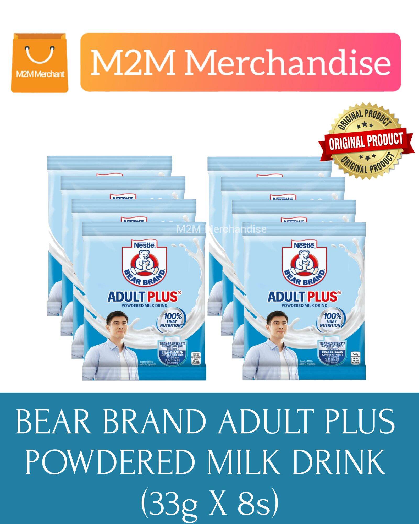 Bear Brand Adult Plus Powdered Milk Drink 33g X 8s Sachet Lazada Ph