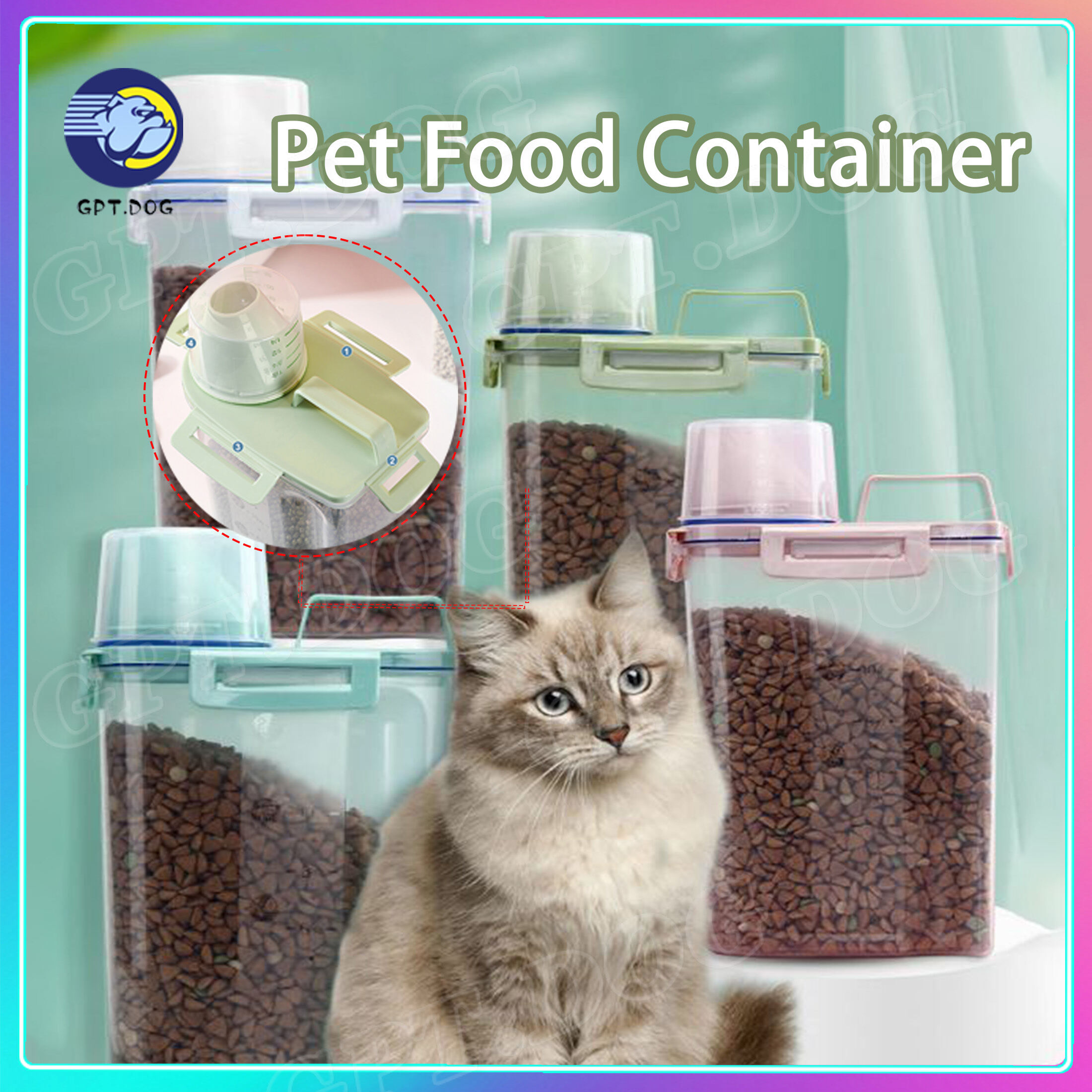 Pet Food Storage Container, 2KG, Airtight, Moisture-Proof, Sealed