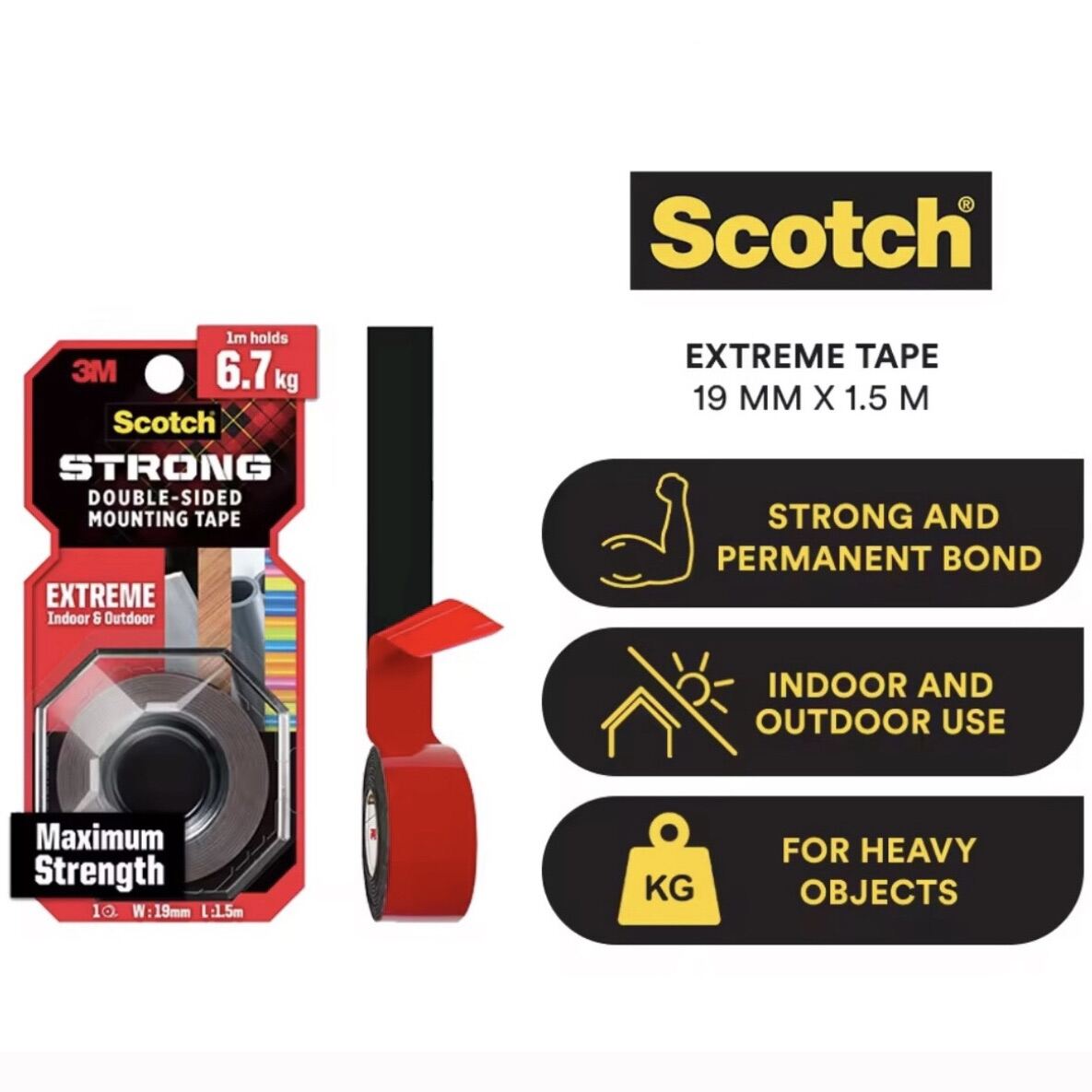 3M Scotch Extreme DoubleSided Tape, 414S19, 19mm x 1.5m Lazada PH