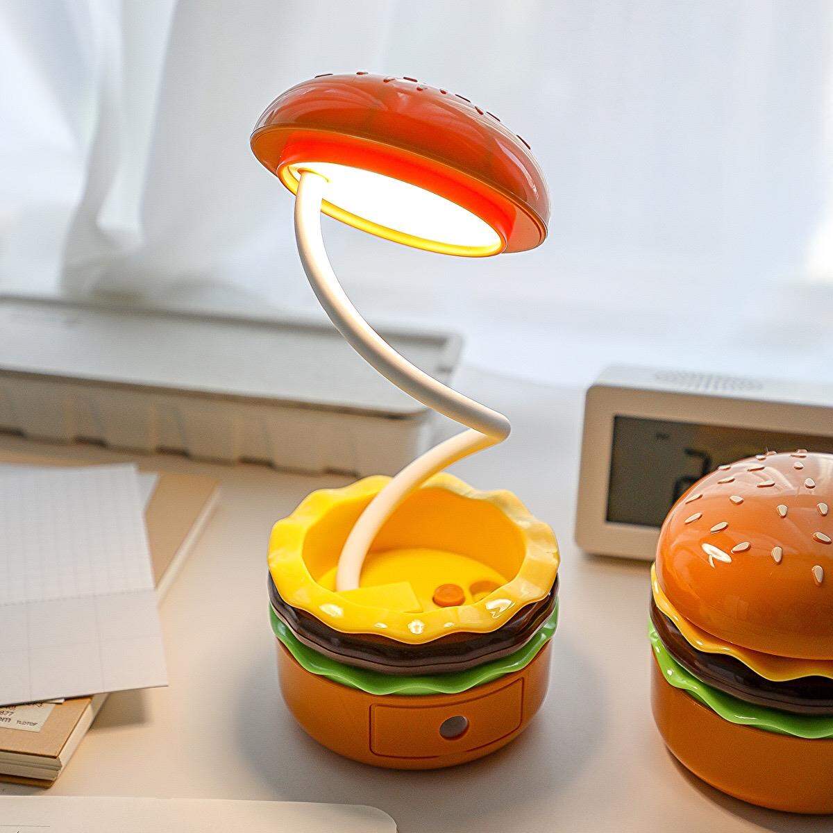 MEISITEKEKE | Hamburger Shaped Desk Lamp Rechargeable Extendable Lighting