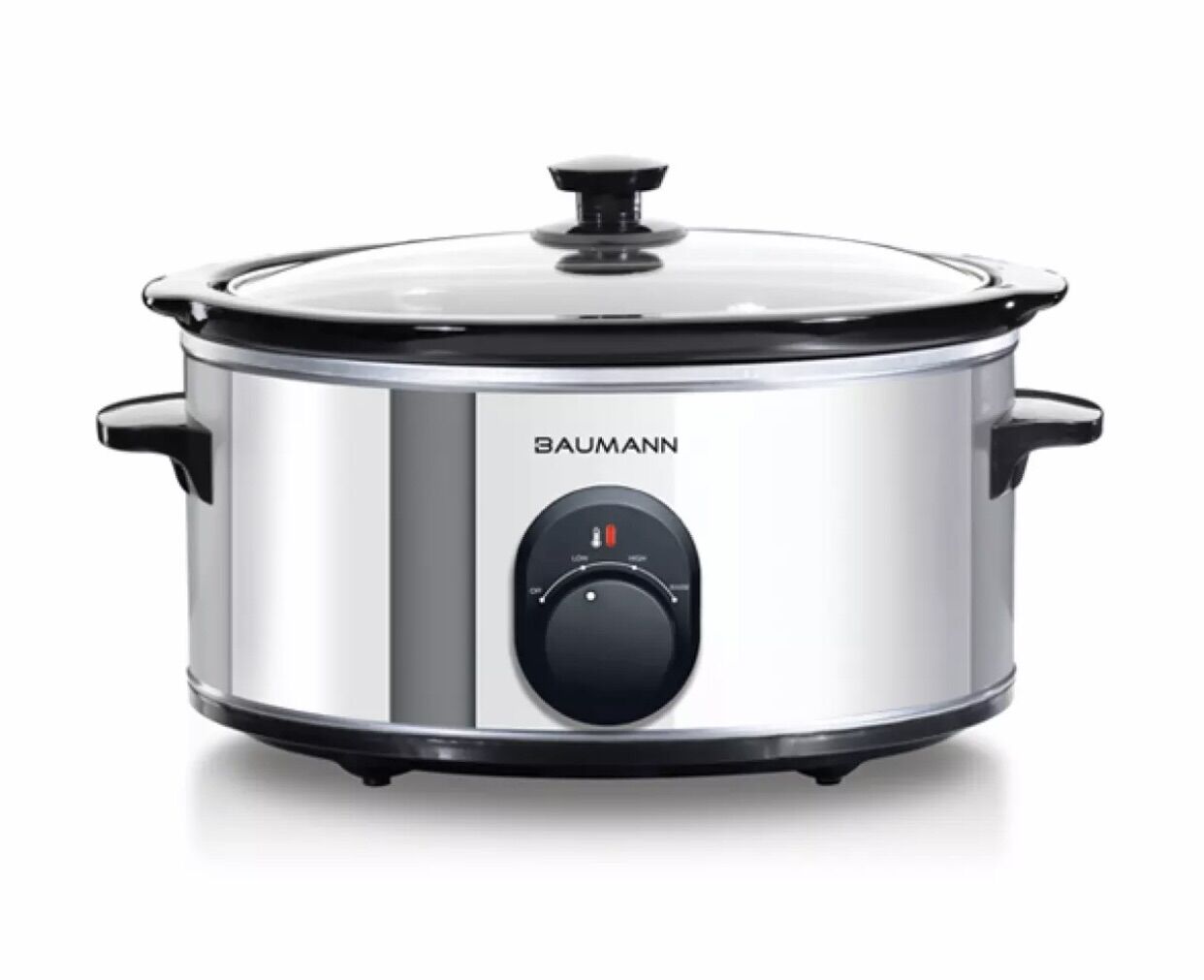 Baumann Slow Cooker 4.5 Liters Stainless Steel Ceramic Pot